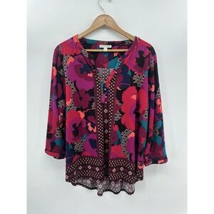 Dana Buchman Top Womens XXL Sleeve Stretch Casual Boho Resort Travel FF54